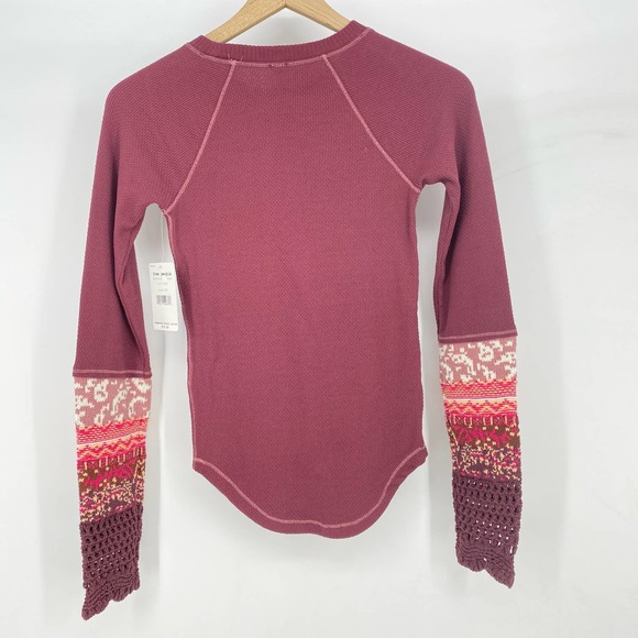 Free People In The Mix Cuff Tee Rio Vino X-Small Thermal - Picture 9 of 9
